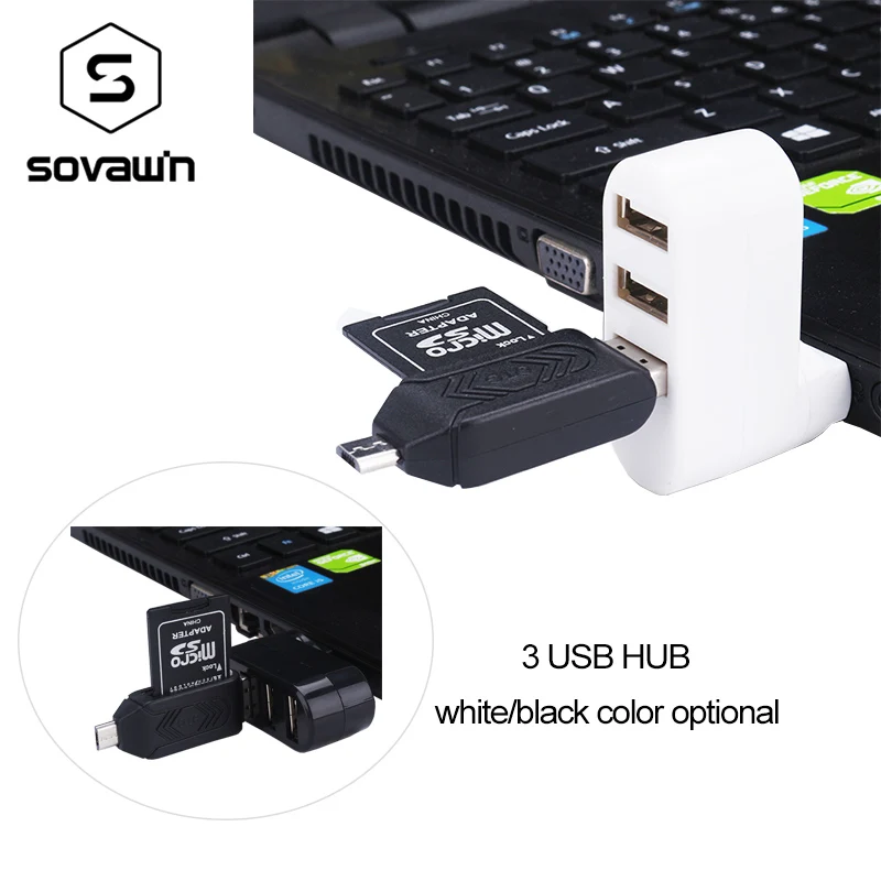 Sovawin Usb Hub 2,0 High Скорость 3 Usb Порты и разъёмы Splitter адаптер с otg-sd TF микро кардридер для портативных ПК Мышь приемник