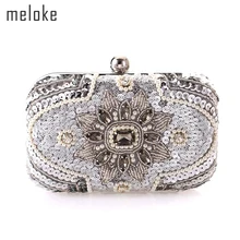 Meloke, новинка, ручная работа, жемчуг, клатч, кошелек, сумки для свадебного ужина, с цепочкой, расшитый блестками, клатч, кошельки для женщин, сумки через плечо
