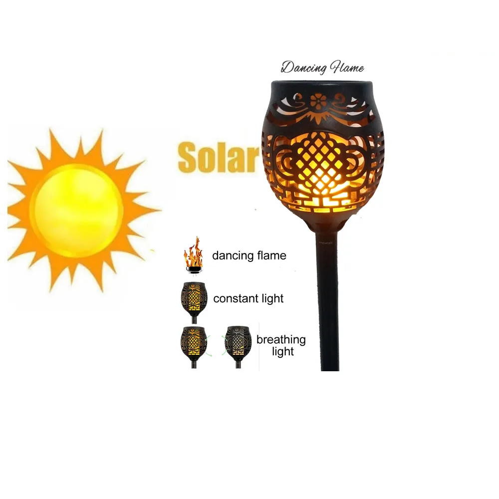 

3pcs/lot Solar 96 LED Lawn flame Torch Lights 3 working mode wireless optional shape for outdoor landscape yard camps decor deck