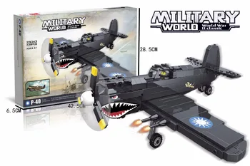 

Hot world war 2 Curtiss P40 Fighter Flying sharks building block Flying Tigers ari force figures bricks mode toys collection