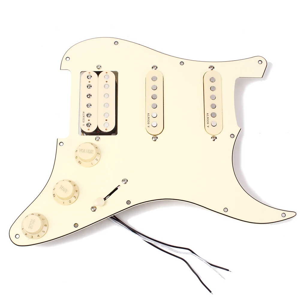 Prewired 3-ply Pickguard Scratchplate SSH 2-single Coil and 1 Dual Coil Pickup with Magnets for Fender ST Stratocaster Guitar