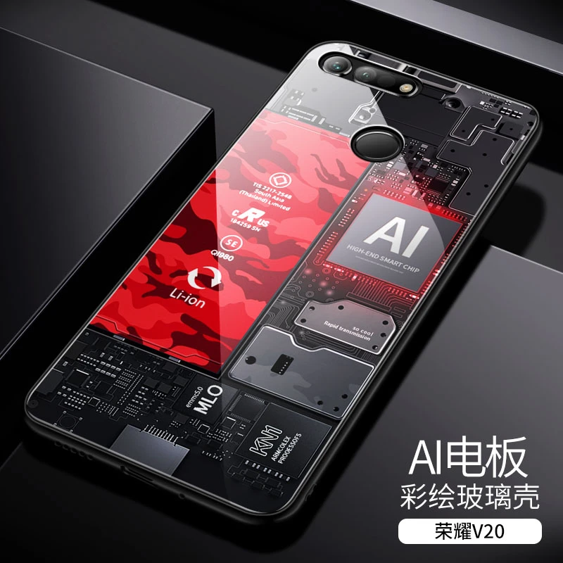 Стеклянный чехол Aixuan для Huawei Honor V20 с рисунком из закаленного стекла силиконовый