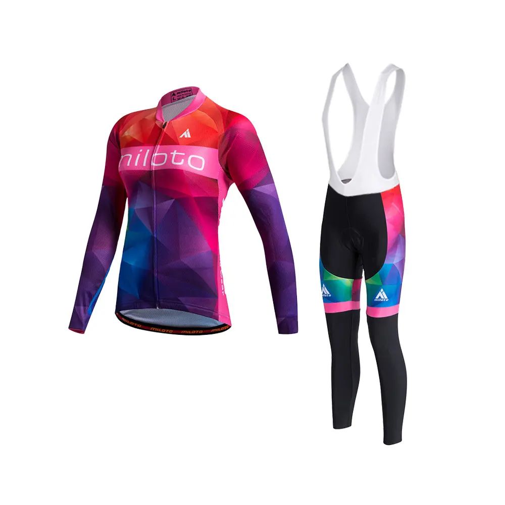 

Pro Cycling Jersey Women Long Sleeve MTB Clothing Set Maillot Ropa Ciclismo Bike Wear Sportwear Quick Dry with Gel Pad