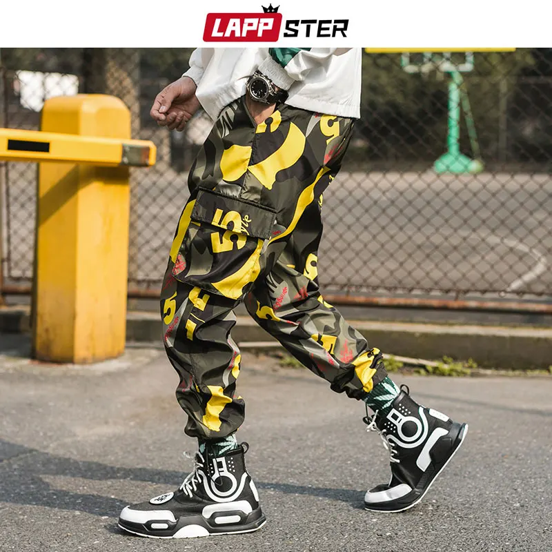LAPPSTER الرجال كامو الشارع الشهير ركض السراويل الورك هوب 2019 اليابانية الأزياء السراويل الترنك زوجين الصيف فضفاض التمويه السراويل