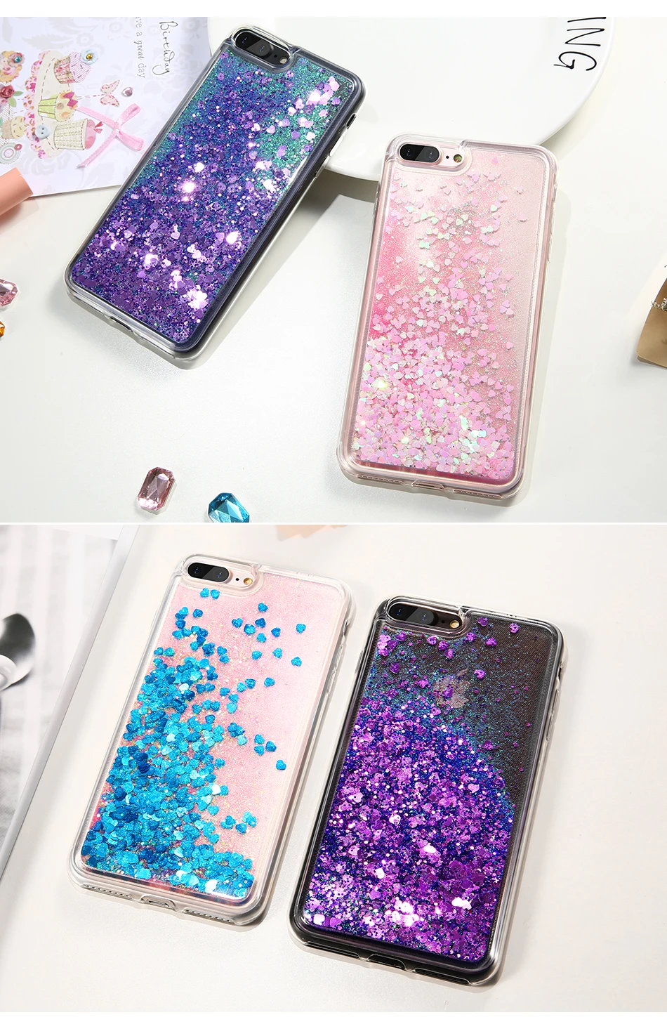 DOEES Bling Liquid Quicksand Phone Case For iPhone 7 7 Plus Shiny Sequin Soft Silicone Case Cover For iPhone 5 5S SE 6 6s Plus (3)