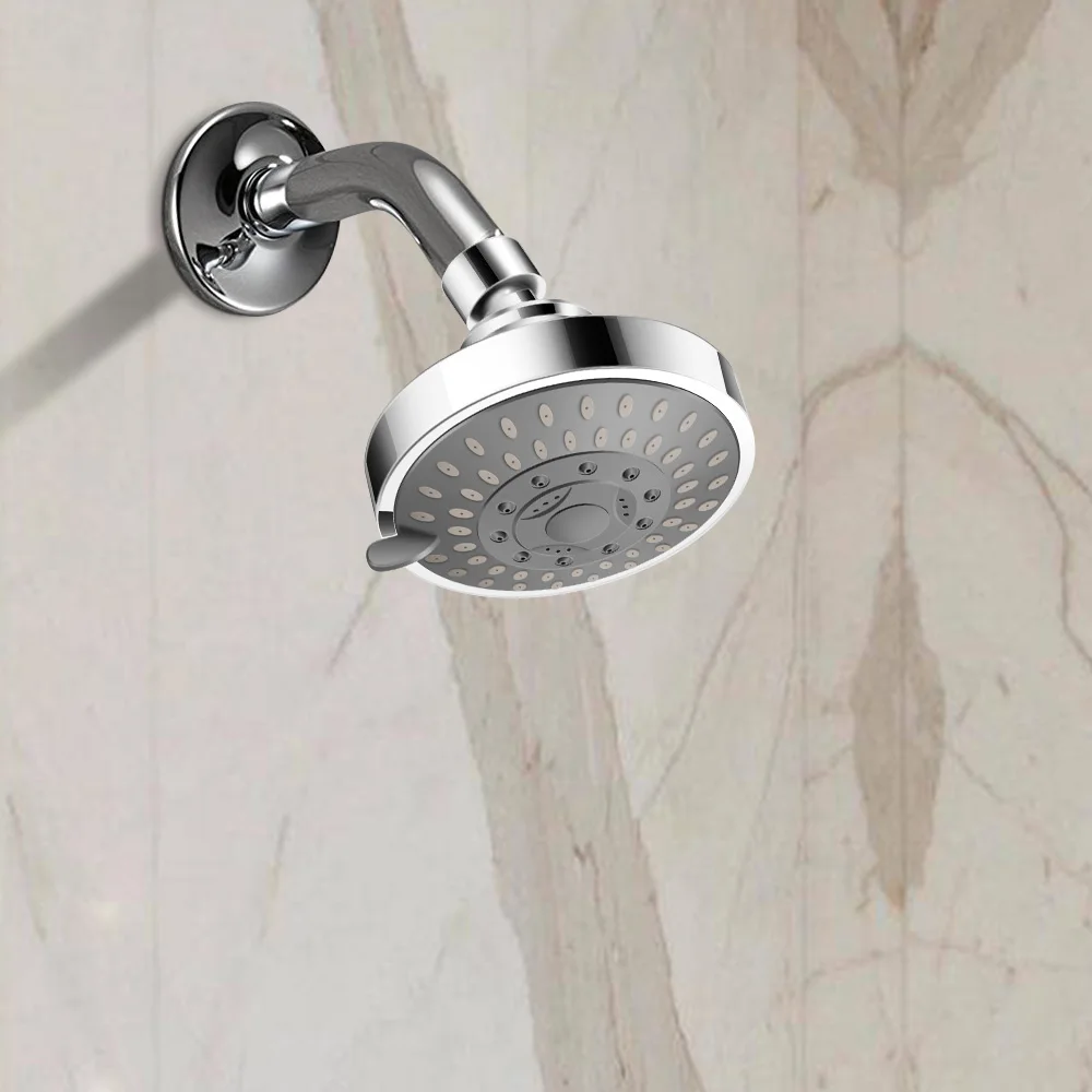 4 Inch Shower Head High Pressure 5 Spray Modes Adjustable SPA Rainfall