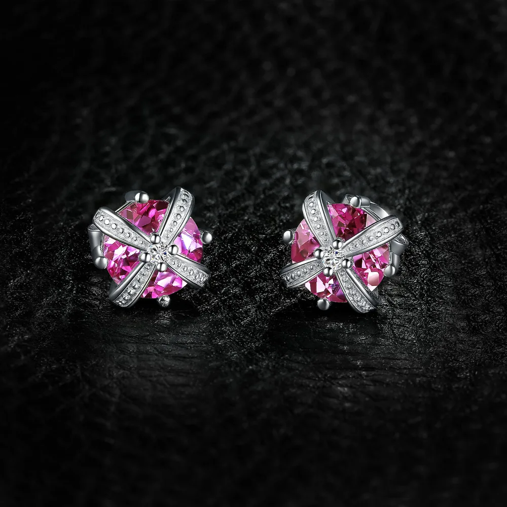 JewelryPalace Crown 5ct розовые сапфировые серьги с цирконием кубической огранки 925 пробы