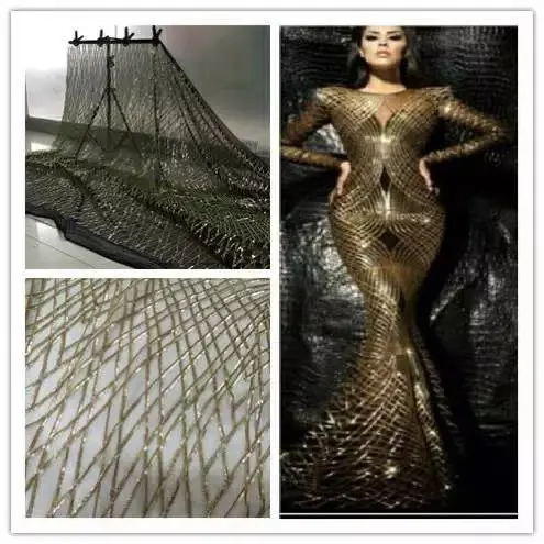 

Popular shinning party dress material French net lace fabric with sequins GN32(5yards/lot) multi color