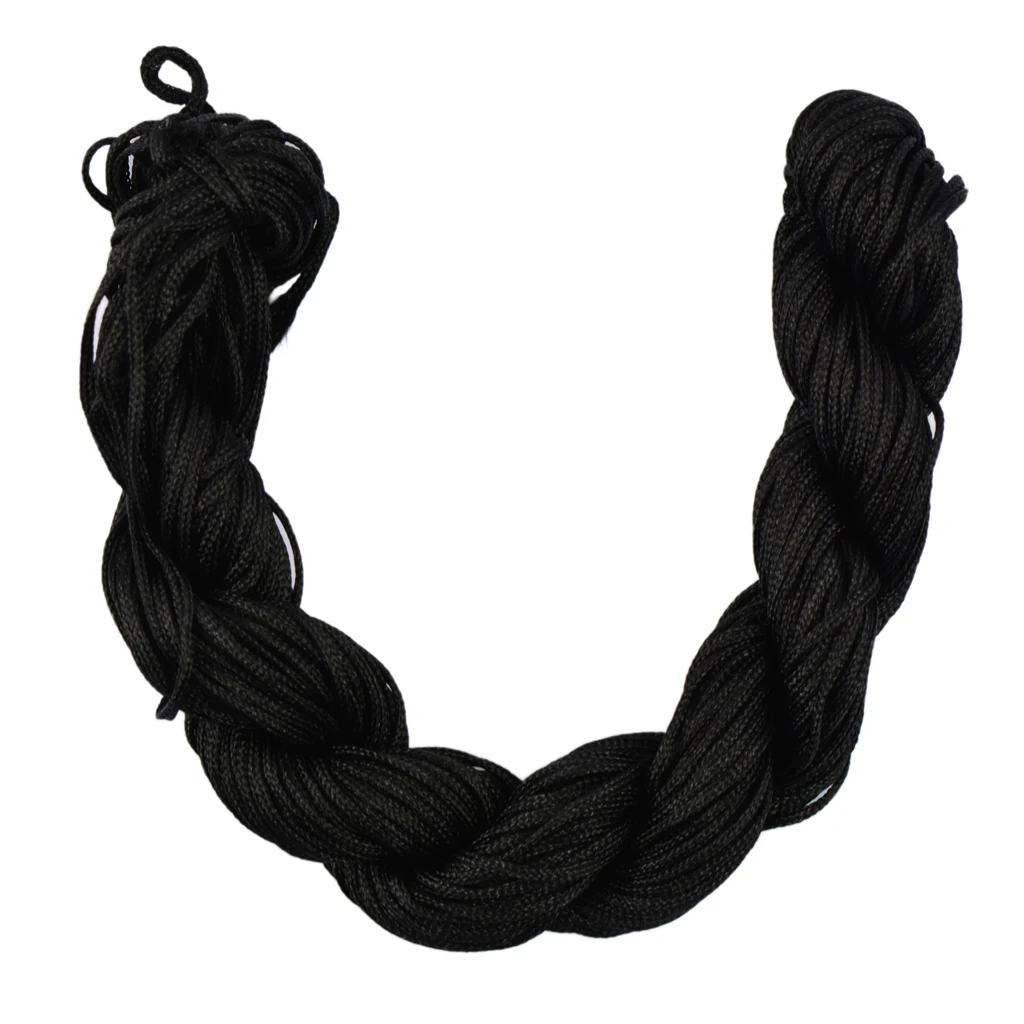 60 meters Nylon Braided Cord Macrame Beading DIY Thread String Kumihimo 1mm - Rainbow & Black