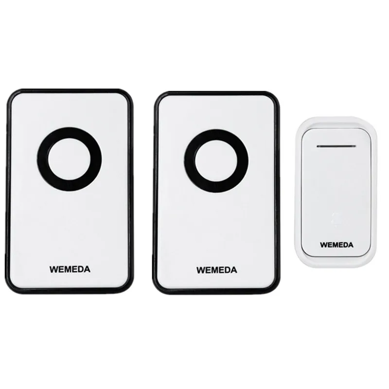 

120m Range Waterproof Smart Wireless Door Bell AC 220-250V 2 Receivers + 12V 23A Transmitter Home Office 36 Chords LED Doorbell