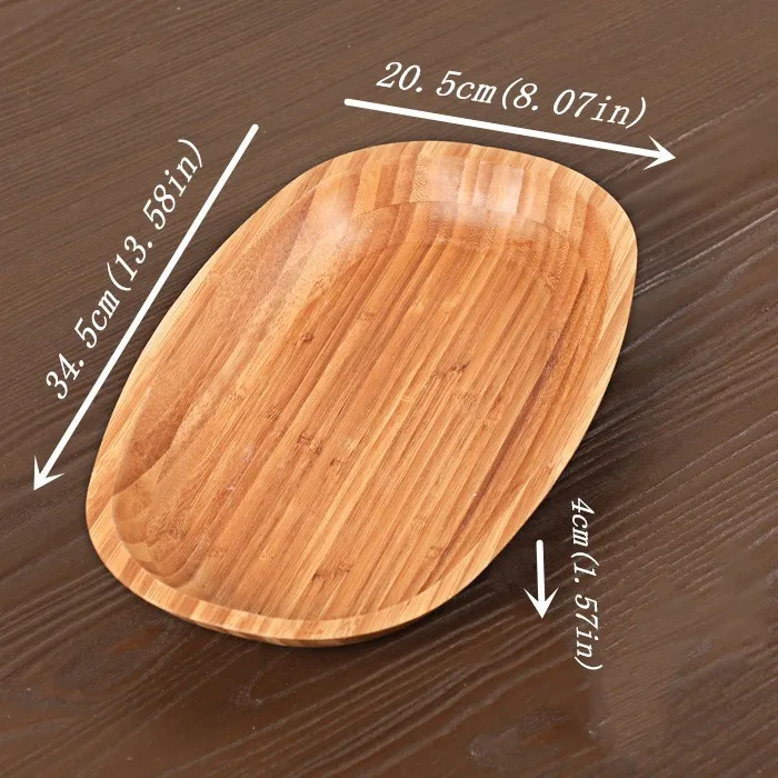 Natrual бамбуковые тарелки для закусок круглый поднос для хранения плоское блюдо набор посуды для еды Фруктовый Хлеб Суши на столе Кухонные Принадлежности Декор - Цвет: oval34.5x20.5x4cm