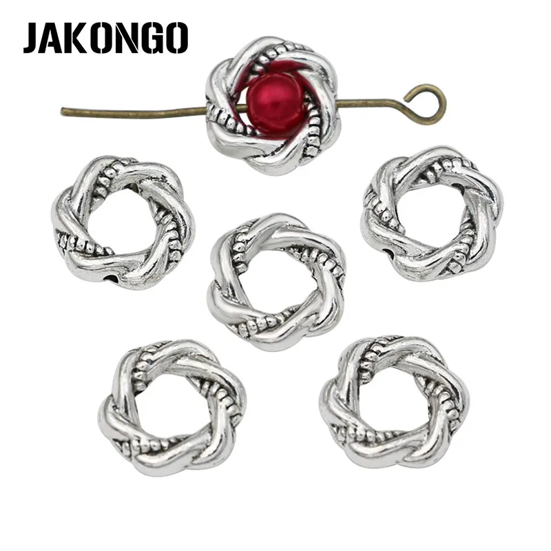 20pcs Antique Silver Plated Round Bead Frame Pendants for Bracelet Jewelry Making DIY Accessories Craft 11mm