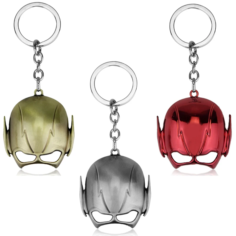 

dongsheng DC Comics The Flash Keychain Mask Helmet Red Gold Metal Keychain Keyring Fashion Gift Superhero Key Chain Ring Holder
