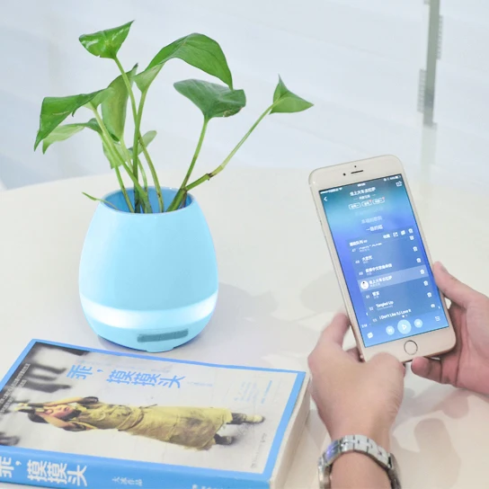 

portable Music Flower Pot Speaker Smart Wireless MP3 Bluetooth mini diy Office Home Speakers Desk Touch small Night LED speaker