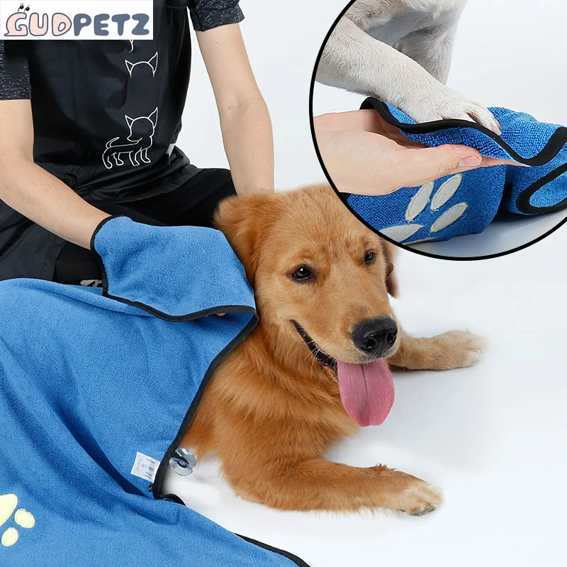 Microfiber Absorbent Pet Bathing Towel Paw Printing Dog Training Mat