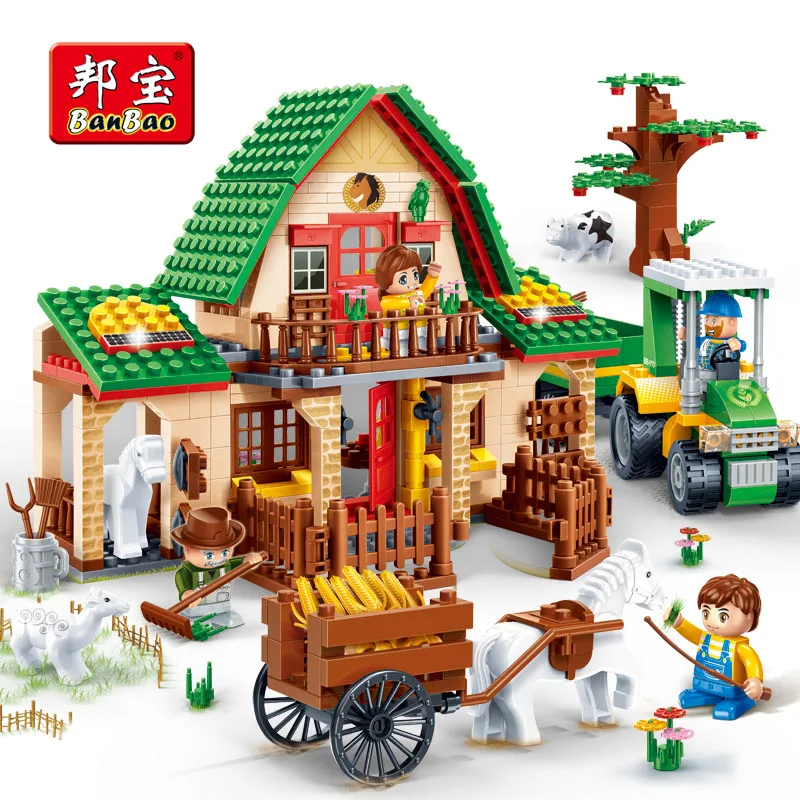 BanBao 8579 Countryside Happy Farm House Bricks Educational Building Blocks Model Toys For Kids Children Compatible With Legoe