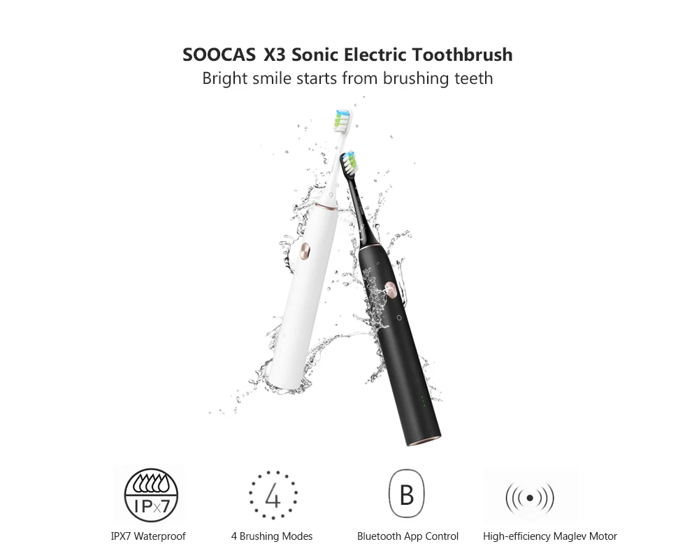 SOOCAS X3 перезаряжаемый звуковой электрический Зубная щётка Bluetooth Смарт чистый Bluetooth Водонепроницаемый Беспроводной зарядка электрическая зубная щетка