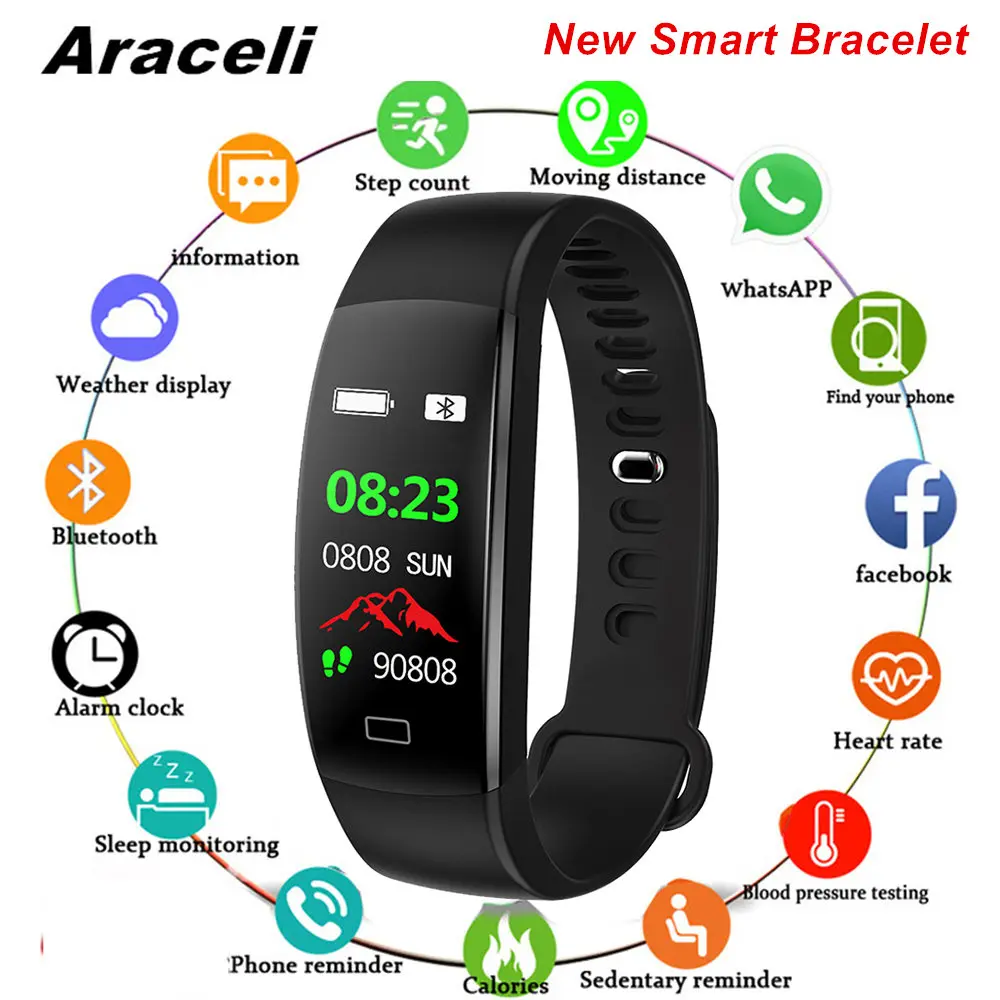 

GPS Waterproof Smart Bracelet Blood Pressure Fitness Tracker Heart Rate Monitor Smart Band Call Reminder Smart Bracelet Y5