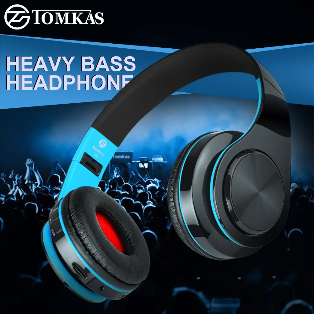 TOMKAS Bluetooth Headphone Wired Wireless Headphones Bluetooth Headset Foldable Stereo Gaming Earphones With Mic Support TF Card