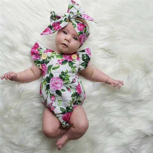 Fl Newborn Baby Clothing Body Tops Onion Headband Flower Fl Newborn Baby Clothing Body