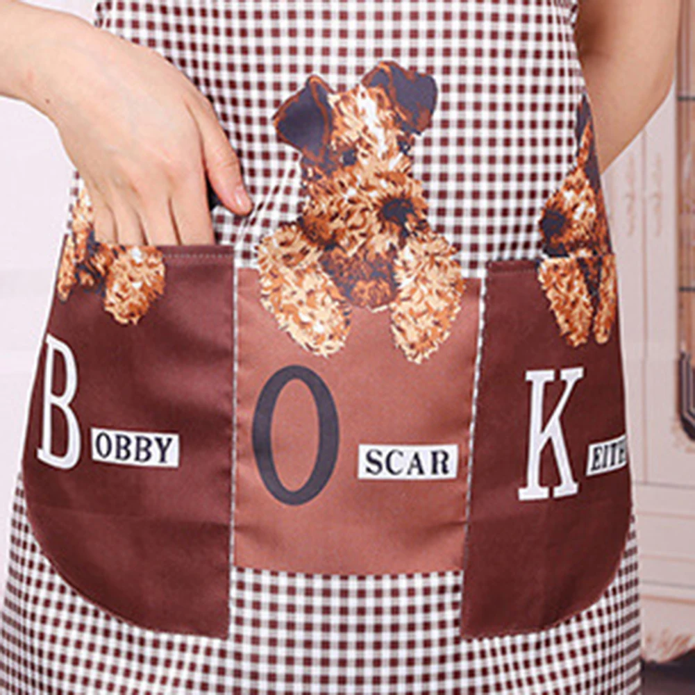 Cute Pet Dog Print Apron Waterproof Sleeveless Pocket Aprons for Woman Kitchen Cooking Apron Household Cleaning Aprons for Adult
