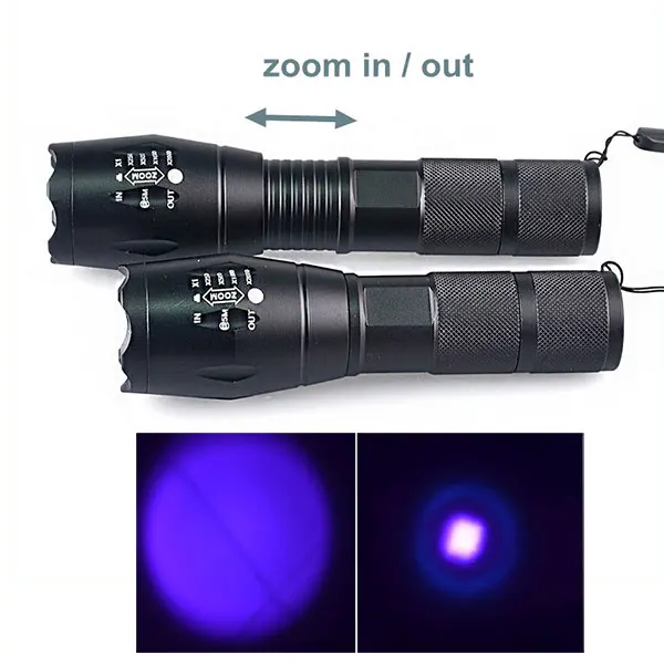 Ultraviolet 365nM 395nM 4W Power LED Aluminum Zoom UV flashlight lamp Black light Torch Ultraviolet 365nM 395nM 4W Power LED Aluminum Zoom UV flashlight lamp Black light Torch
