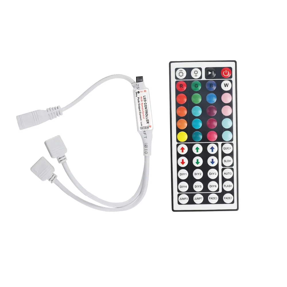 #Best DC12V Mini RGB LED Controller 44 Keys with IR Remote Control 2 Ports Dimmer for RGB LED Strip Light 12A JQ