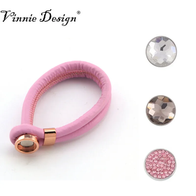 

Vinnie Design Genuine Leather Wrap Bracelet with 3pcs Magnet Coin