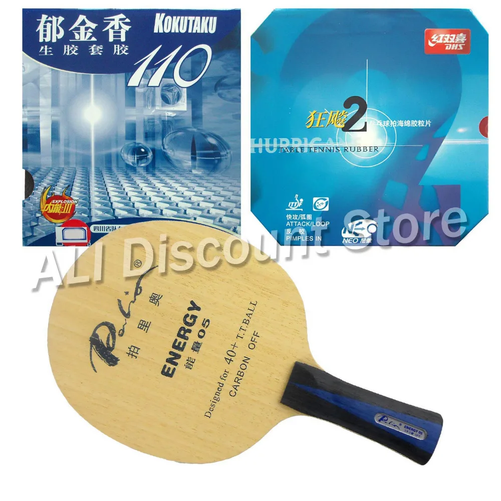 

Palio ENERGY 05 Blade with Kokutaku 110 and DHS NEO Hurricane 2 Rubbers for a Table Tennis Combo Racket FL