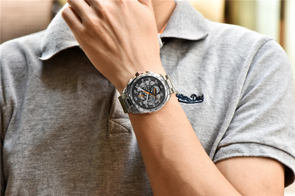 PAGANI дизайнерские Роскошные брендовые Стальные кварцевые часы с скелетом мужские водонепроницаемые повседневные модные спортивные часы с хронографом Relogios Masculino