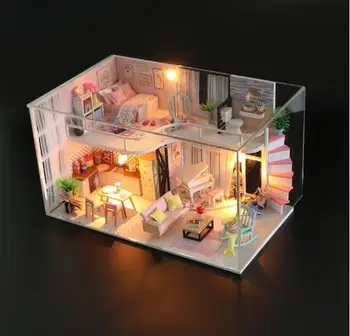 

M035 DIY Miniature cute bedroom Model Kit Wooden Doll House with furniture toys
