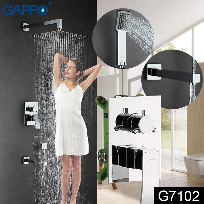 Online GAPPO Dusche System bad dusche wasserhahn wasserhahn bad mischer badewanne wasserhahn set wasserfall dusche set chrome regen dusche kopf