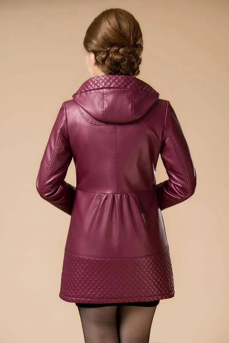 Long Automne Femme Slim Ae610 Plus Veste En Taille 2016 La 5xl Manteau À Capuche Cuir Nouveau Vêtements Femmes 04O0qw