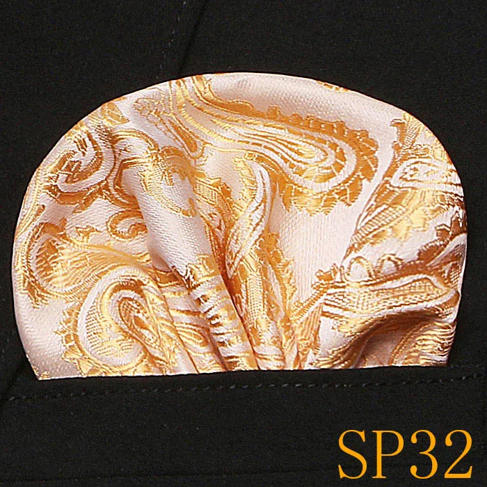 Мужские брендовые карманные полотенца носовой платок из полиэстера шарфы винтажная вышивка цветочный принт Свадебный квадратный Карманный платок - Цвет: SP32