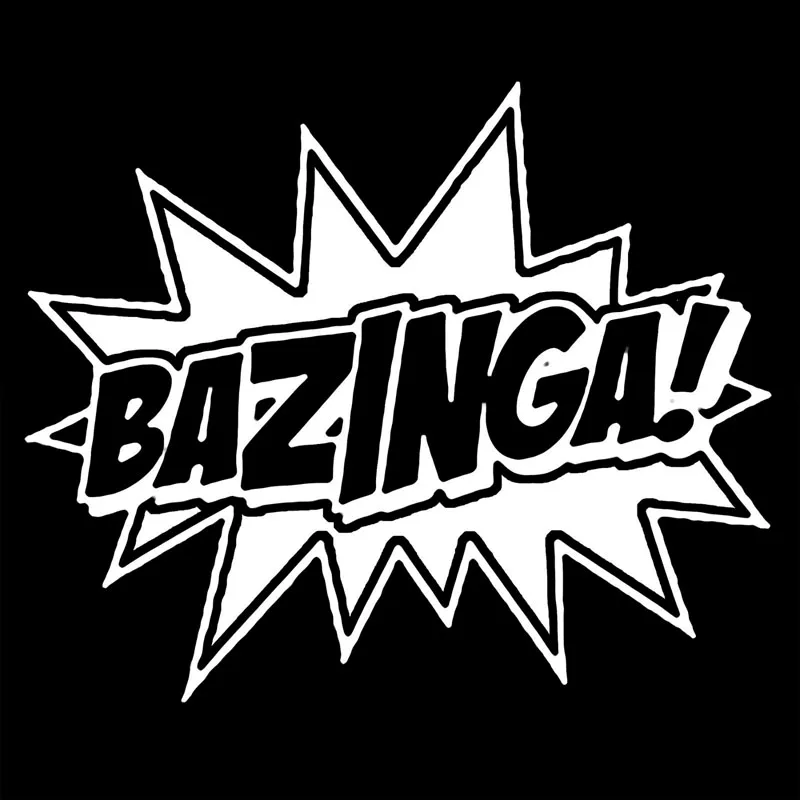

2pcs 13.8CM11.4CM Bazinga! Big Bang Theory Vinyl Decal Car Sticker Refrigerator, notebook, motorcycle, waterproofBlack White