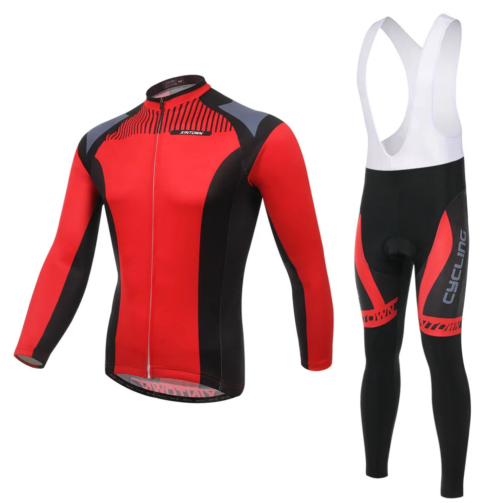 

BOODUN Red Sickle Riding Suit Straps Long Sleeve Suit Bicycle Serve Catch Down Windbreak Keep Warm Function Underwear