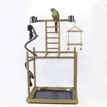 Попугай игровая площадка твердая деревянная стойка повышенная птичья стойка Скалолазание Веревка игрушка колокольчик качели скалолазание лестница