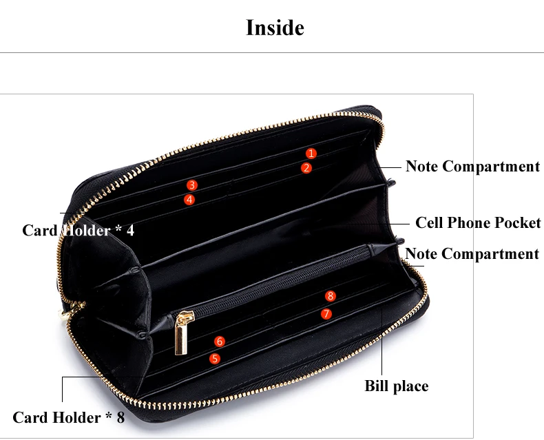 Lomelobo Unisex Tassel Long Wallet Genuine Leather Women Men Litchi Cowhide Leather portomonee Boy Girl Credit Card Holder Purse HPLA218 Details (04)