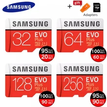 SAMSUNG Microsd Оригинальная карта памяти 256G 128GB 64GB 32GB 16GB 8GB класс 10 EVO Plus Micro SD карты