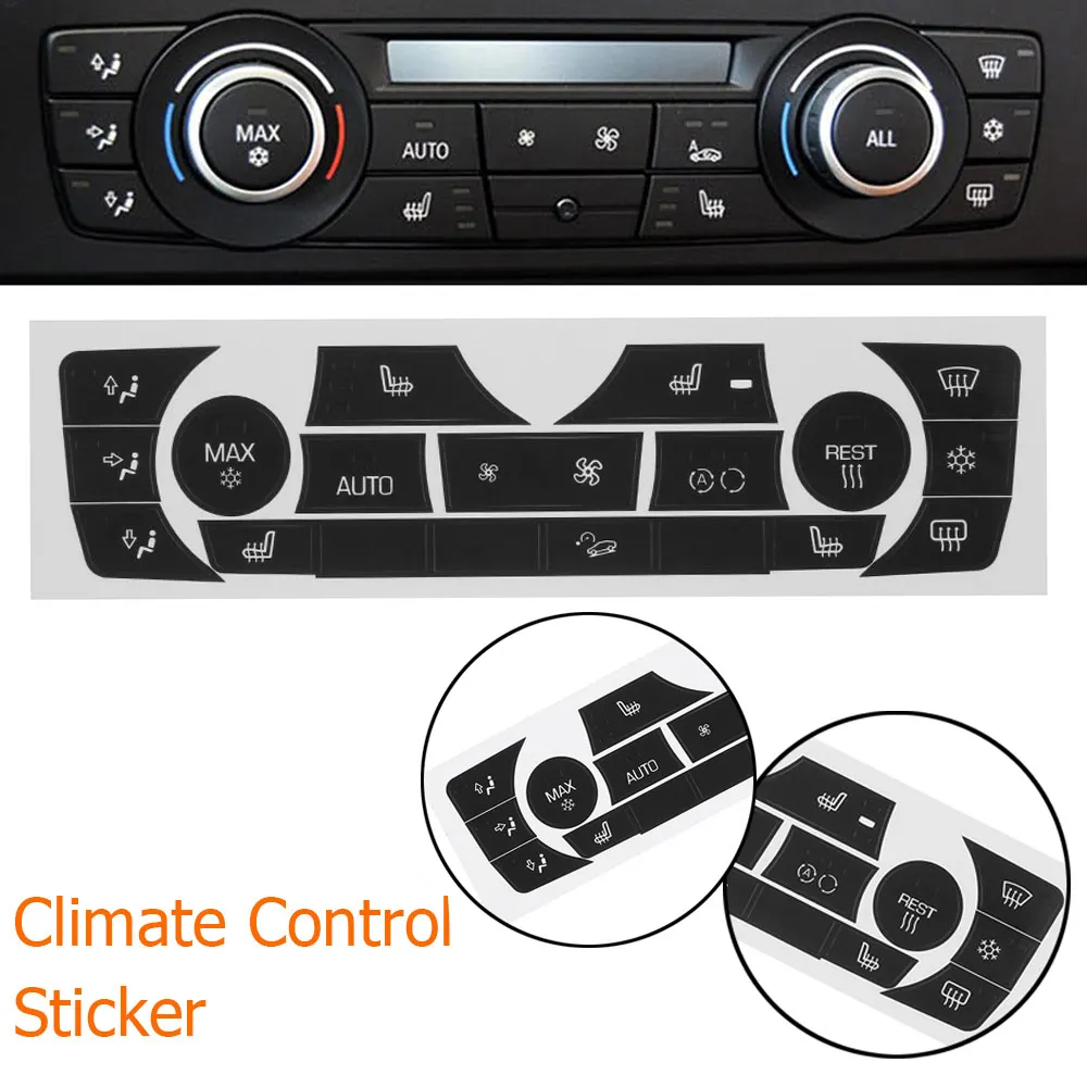 Car Sticker AC Climate Control Button Sticker Panel Button Repair Decal Kit For 2006-2011 BMW E90 E91 E92 330I Regular Type car ac control switch air conditioning control panel