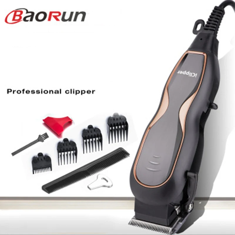 BaoRun Проводная высокомощная электрическая машинка для стрижки волос Парикмахерская профессиональная ультра-Тихая Бытовая лезвие машинки