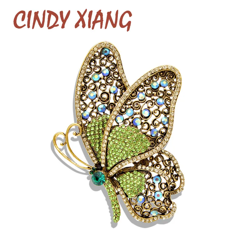 Винтажная женская брошь в виде бабочки CINDY XIANG яркое украшение со стразами