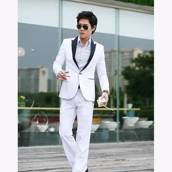 

Custom made New Mens Casual suits costume homme Slim fit One Button Suit Pop Blazer wedding White men suit (Jacket+Pants+Tie)