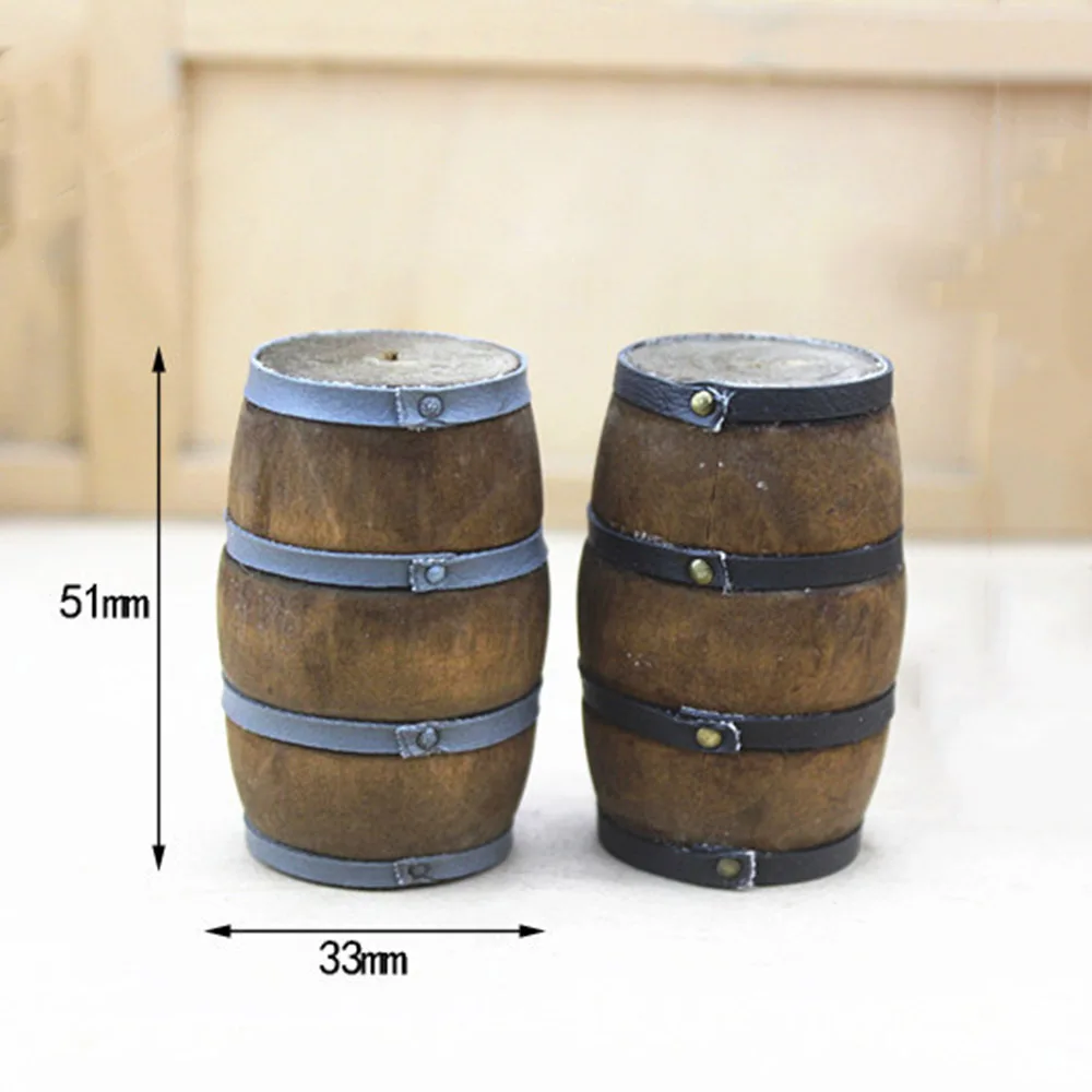 1Pcs 1/12 Dollhouse Miniature Accessories Mini Wooden Red Wine Barrel Simulation Model Toys for Doll House Decoration