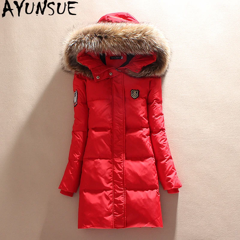

AYUNSUE Women's Down Jacket 2019 Long Coat Women Winter Duck Down Coat Real Fur Collar Jackets Doudoune Femme Hiver KJ1023