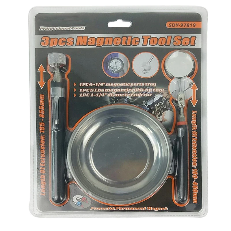 Набор магнитных инструментов 3 шт., телескопический зеркальный инструмент, магнитный лоток, набор ручных инструментов