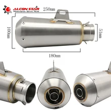 Alconstar-51mm Universal Modified Motorcycle Motocross Exhaust Muffler Dirt Pit Bike Exhaust YZF R1 R6 FZ6 Z800 Z800 NINJA250