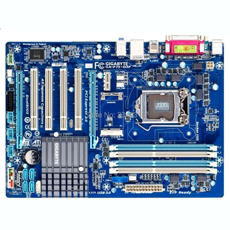 Для Gigabyte GA-P75-D3P рабочего Материнская плата P75-D3P B75 LGA 1155 i7 i5 i3 DDR3 16G SATA3 USB3.0