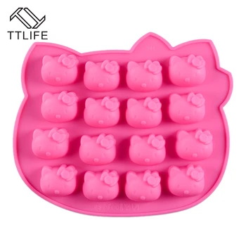 

TTLIFE Cartoon Catty Silicone Chocolate Mould Ice Cube Tray Fondant Cookie Baking Dish Jelly Pudding Mold DIY Dessert Bakeware