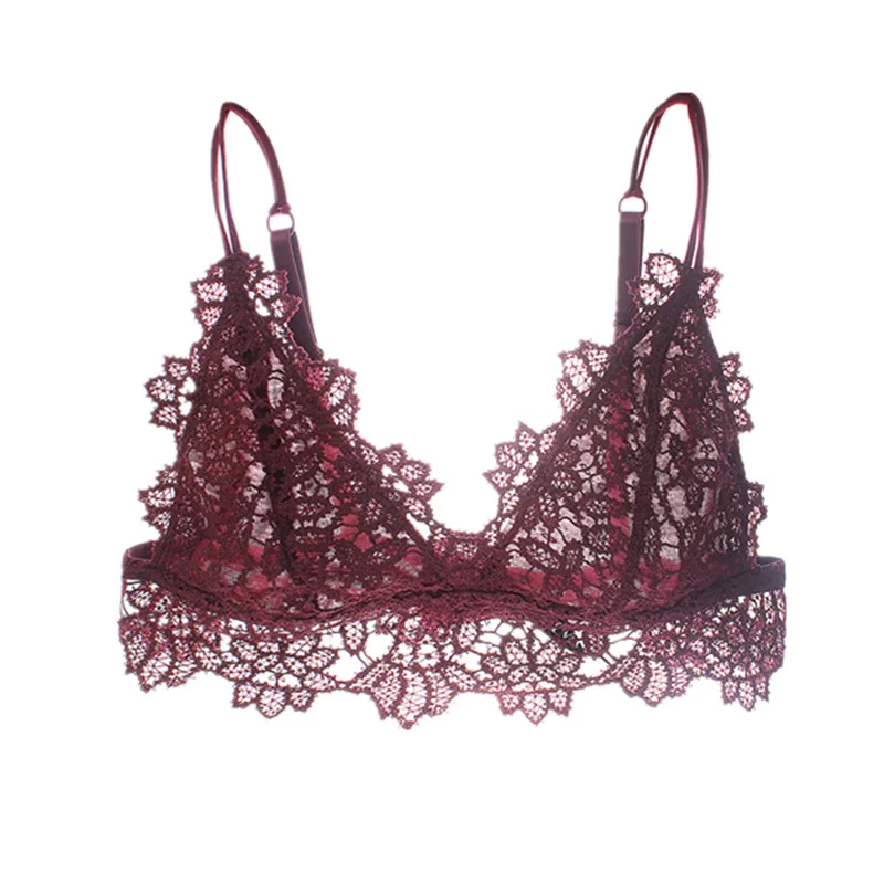 

Women Sexy Bra Intimates Thin French Style Lingerie Hollow Out Wireless Triangle Cup Lace Bra Girls Underwear Bras for Women